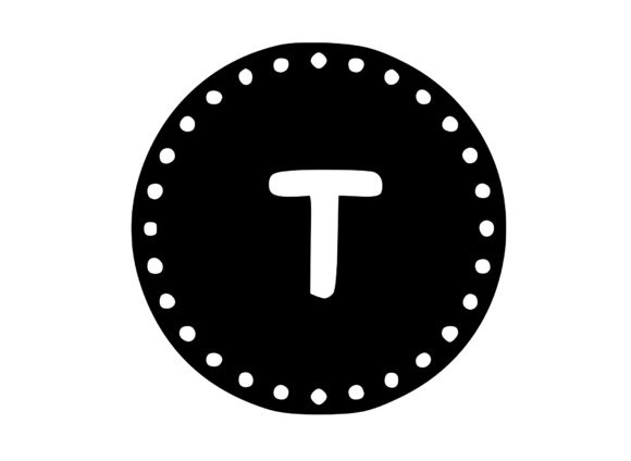 Mono Minted Gold Coin Letter SVG T